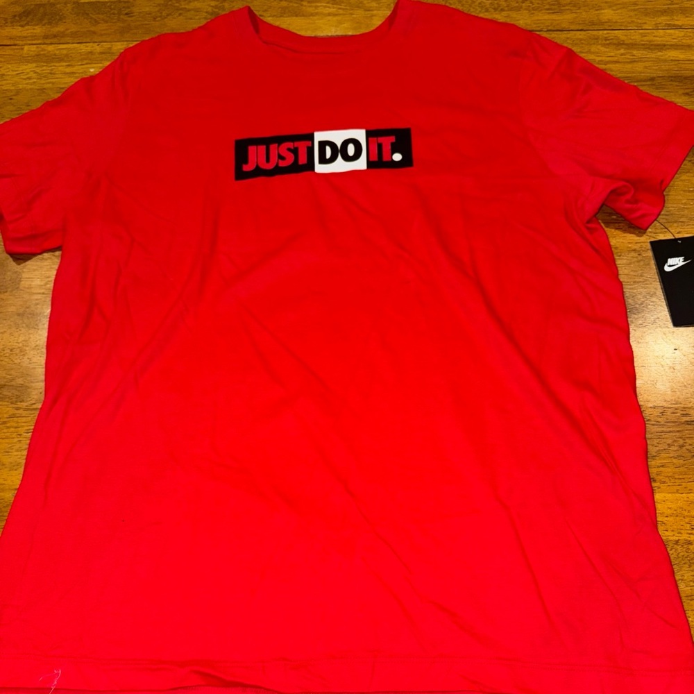 Nike T-Shirt Mens Large Red Block Just Do It 100% Cotton DB5034 657 New W Tags